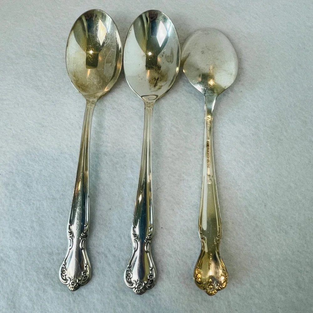 Rogers & Bro Daybreak Silver Plate Soup Spoons Set of 3 Reinforced Plate Vintage